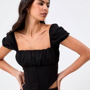 Ruched Linen Corset Top